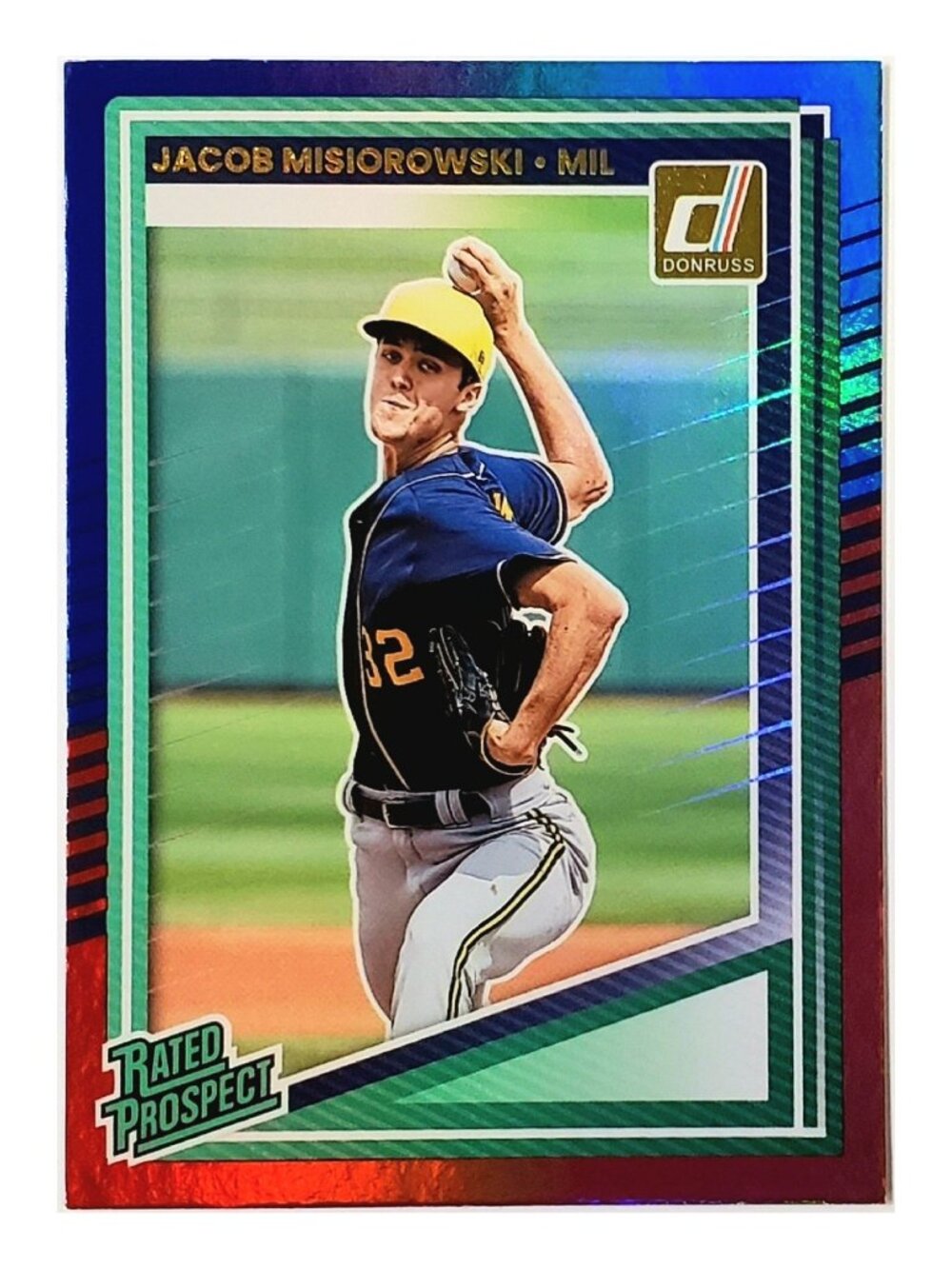 JACOB MISIOROWSKI ROOKIE RED & BLUE HOLO FOIL "RATED PROSPECT" 2025 DONRUSS #128